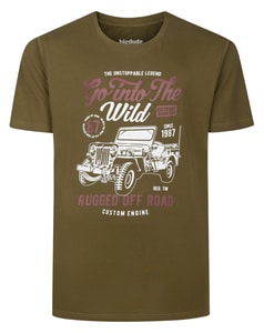 Bigdude Go Into The Wild Print T-Shirt Dark Olive